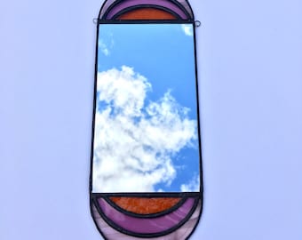 Pink Mini Pill Mirror | Stained Glass Mirror |