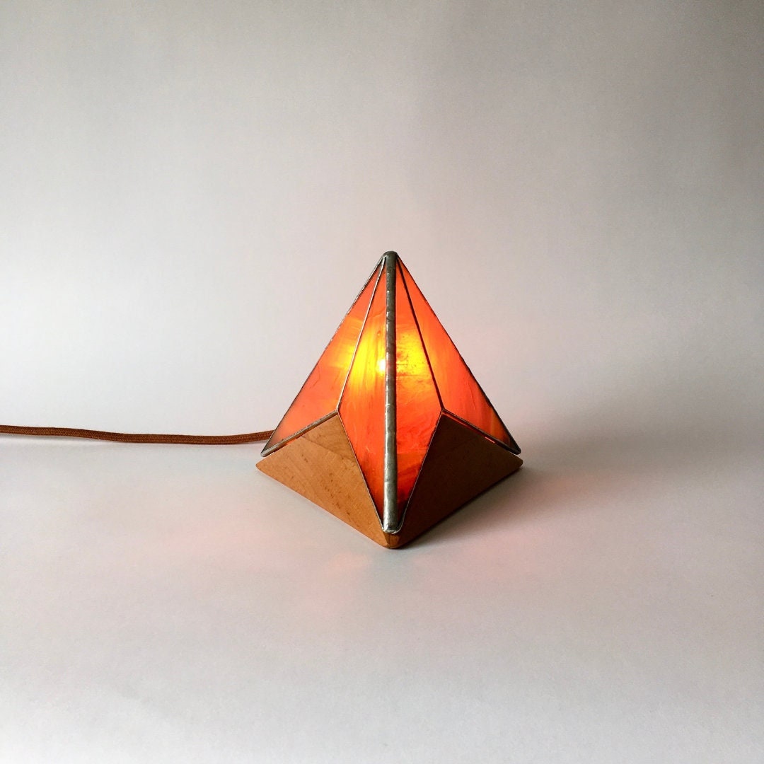 Spectra Stained Glass Table Lamp in Orange Oneofone Etsy
