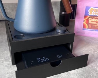 Soporte para tetera/escalera Fellow Stagg con cajón organizador de báscula, diseño minimalista, impreso en 3D