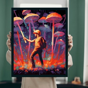 Post-impressionisme paddestoelen | Zwaard & Sterren | POV Shot Cheerleader | Carrosseriegegevens | Studiolicht | String Art-stijl.