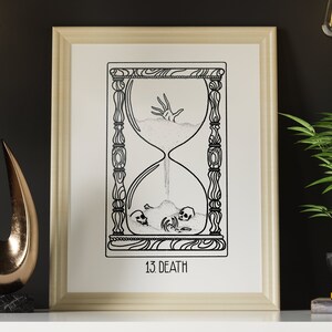 Tarot Greater Secrets: Death Wall Print, Tarot Card Art, noir et blanc N&B