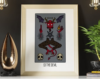 Greater Secrets Tarot: The Devil Wall Print, Tarot Card Art, Full Color OR Black