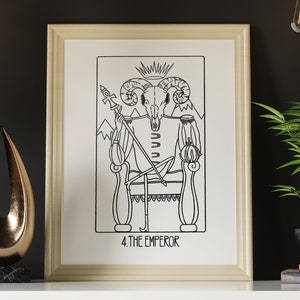 Greater Secrets Tarot: The Emperor Wall Print, Tarot Card Art, B&W Black and White