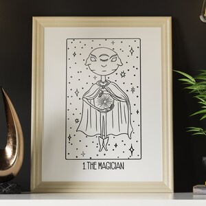 Greater Secrets Tarot: The Magician Wall Print, Tarot Card Art, B&W Black and White
