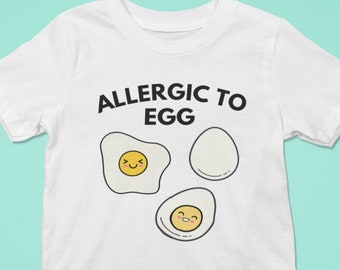 Maglietta per bambini con allergia alle uova, maglietta di allerta allergia alle uova / maglietta per bambini senza uova, regalo per sensibilizzare sulle allergie, maglietta grafica personalizzata per bambini con allergia alle uova