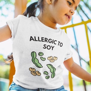 Camiseta infantil con alergia a la soja, camiseta gráfica para niños con alergia alimentaria / Camisetas con alergia a la soja, camisetas para niños pequeños, monos para bebés con alergia