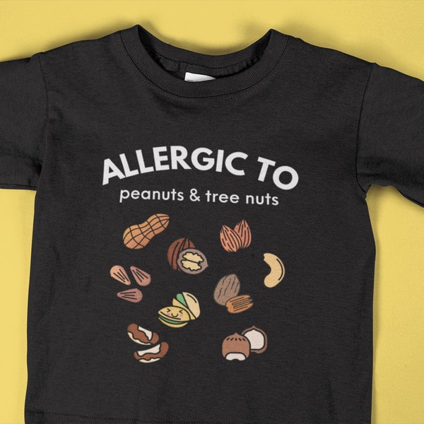 Kids NUT Allergy Shirt, PEANUT Allergy Kids Graphic Tee | True Nut Allergy Shirts, Allergy Shirts for Toddlers, Allergy Onesies for Babies