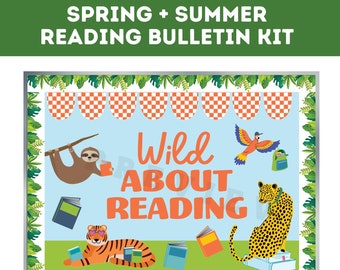 Library Bulletin Board | Reading Door Decor Kit | Summer Spring Classroom Decor | Reading Books Corner Display | Teacher Instant Download
