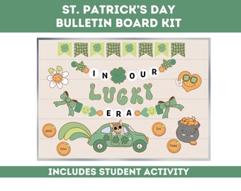 St. Patrick's Day Bulletin Board Kit | Retro Groovy Classroom Door Decor  | In Our Lucky Era | March | Teacher Low Prep Graditude Activity