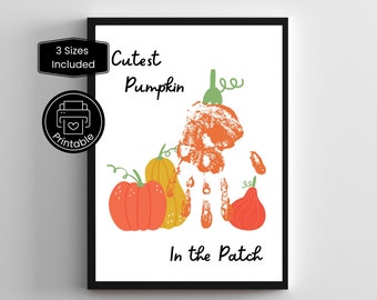 Pumpkin Crafts for Kids | Fall Handprint Art | Keepsake Craft | PRE K Printable | Autumn Craft | Preschool Craft | Homeschool Art J60