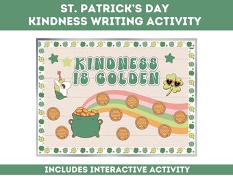 St. Patrick's Day Kindness Bulletin Board Kit | Retro Classroom Door Decor  | March | How to Be Kind Writing Activity | Classroom Low Prep