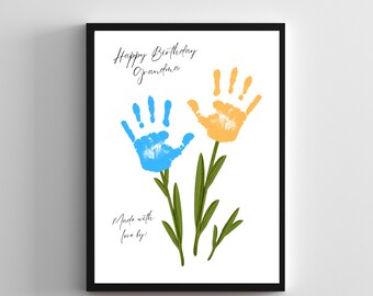 Handprint Gifts For Grandma | Gifts For Mom | Diy Craft Toddler Children Kids Activity Baby Printable | Handprint Sign | Kid Handprint J22