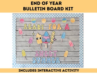 End of Year Bulletin Board | Low Prep Coloring Activity | Printable Classroom Decor | Summer School Door | Trendy April Bulletin Board