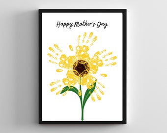 Handprint Gift For Mothers Day | Handprint Keepsake | Spring Handprint Craft | Printable Gift | Child Baby Kid Art | DIY Card  J04