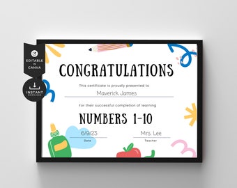 Graduation Certificate | Editable Canva Teacher Resources | Personalized Graduation Template | Last Day Of PreK | Print at Home Diploma J24