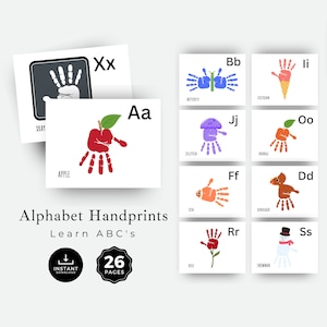 Alphabet Handprint | Printable Craft for Toddler | Abc Handprint Art Book | Classroom Nursery Activity | Keepsake | Teacher Print Out J54