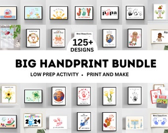 Handprint Artwork Big Bundle | Handprint + Footprint Keepsake for Mom, Dad, Grandma | Mother's Day | Father's Day | PreK Low Prep Activity