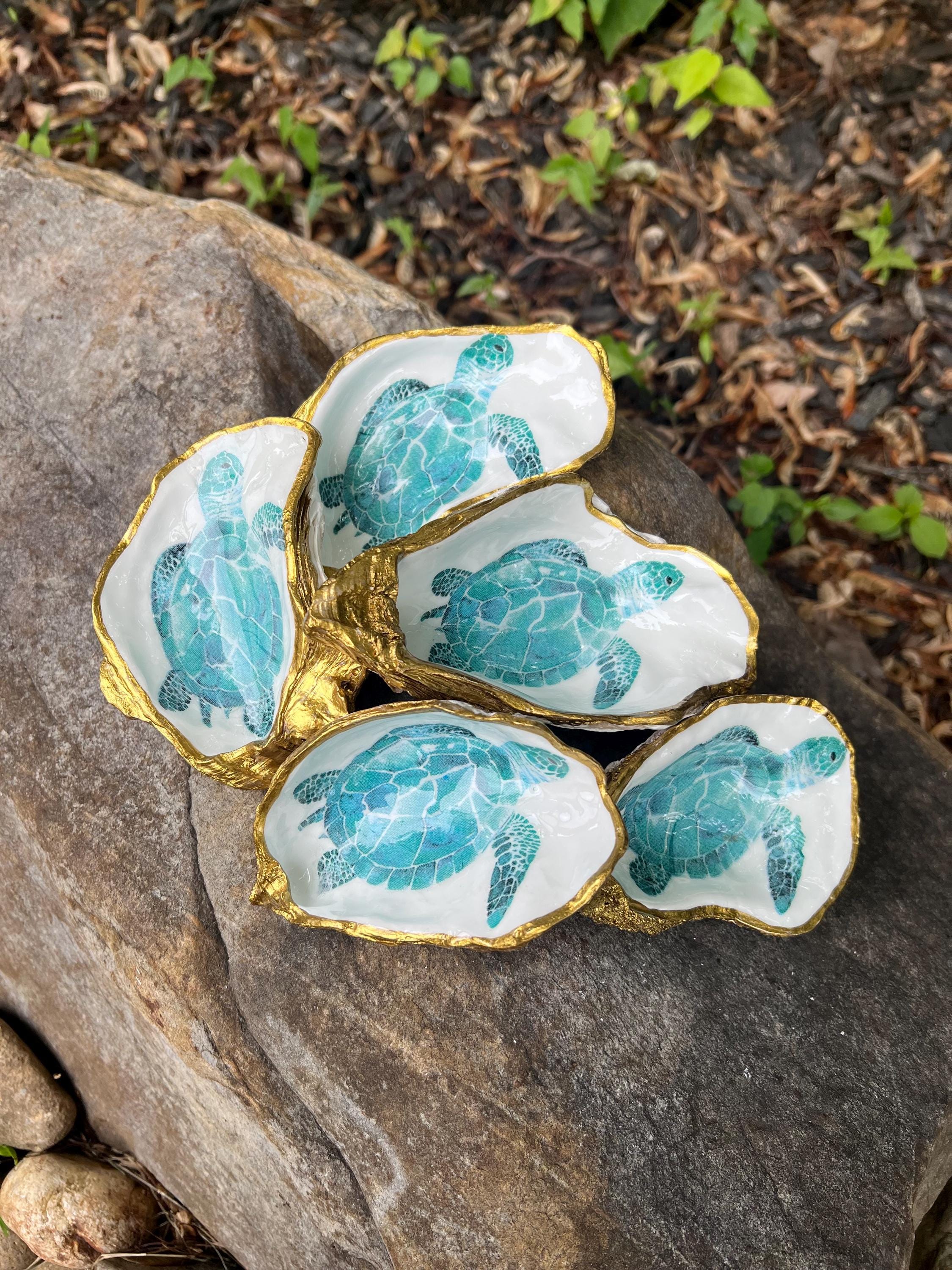 Oyster Shell Ring Dish, Sea Turtle, Oyster Trinket Dish, Bridesmaid Gift, Housewarming Gift, Coastal Decor Jewelry Dish, Ring Dish, Oysters