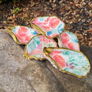 Oyster Shell Ring Dish, Oyster Trinket Dish, Bridesmaid Gift, Bachelorette Favors, Shell Jewelry Dish, Bridal Jewelry Dish, Decoupage Shell