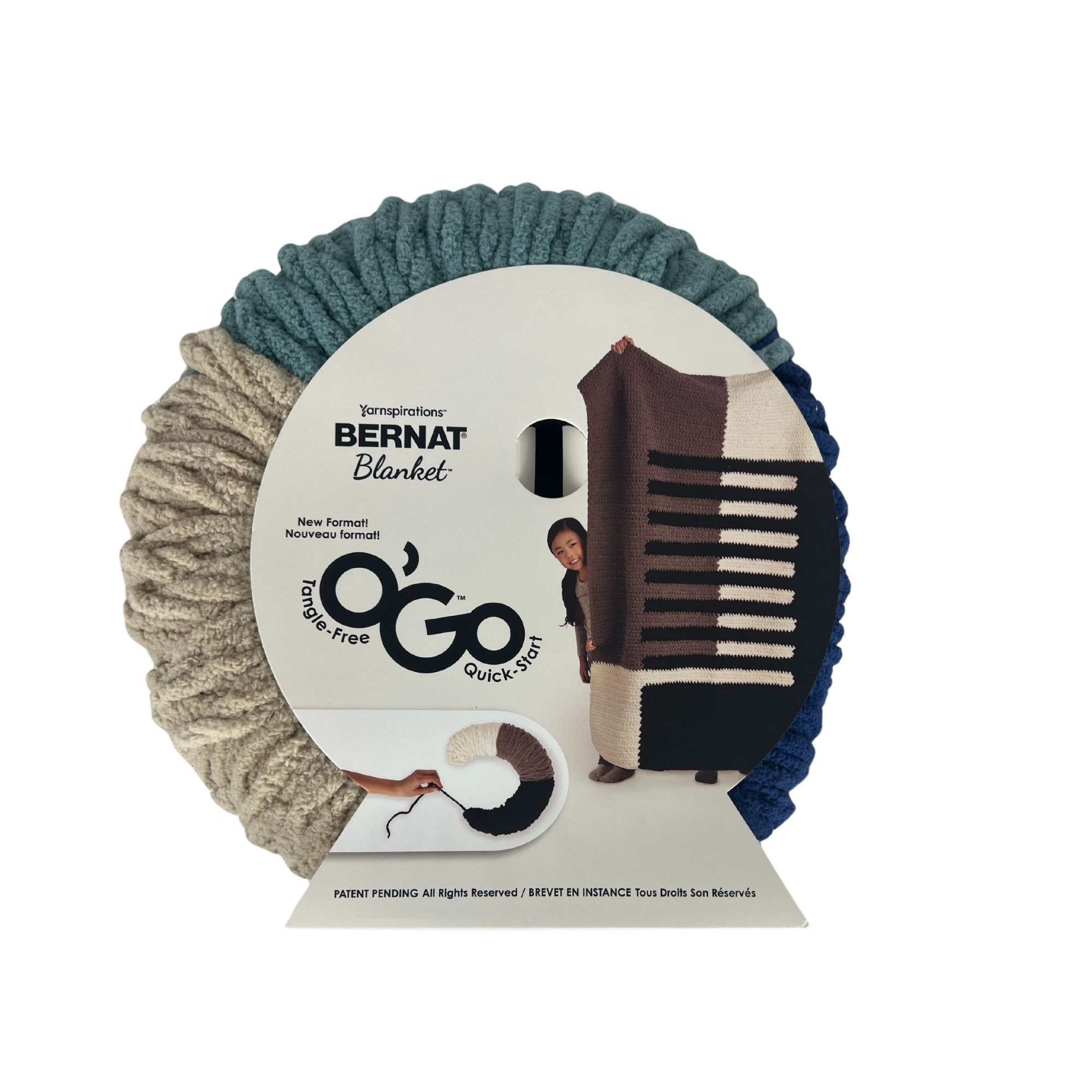 Bernat Yarnspirations O'GO Blanket Yarn Alpine Blue Beige Etsy