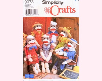 22&quot; Sock Monkeys & Clothes Craft Pattern - Simplicity Sewing Pattern 9073