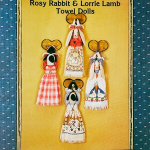 UNCUT Rosy Rabbit and Lorrie Lamb Towel Dolls Craft Pattern | Country Patterns