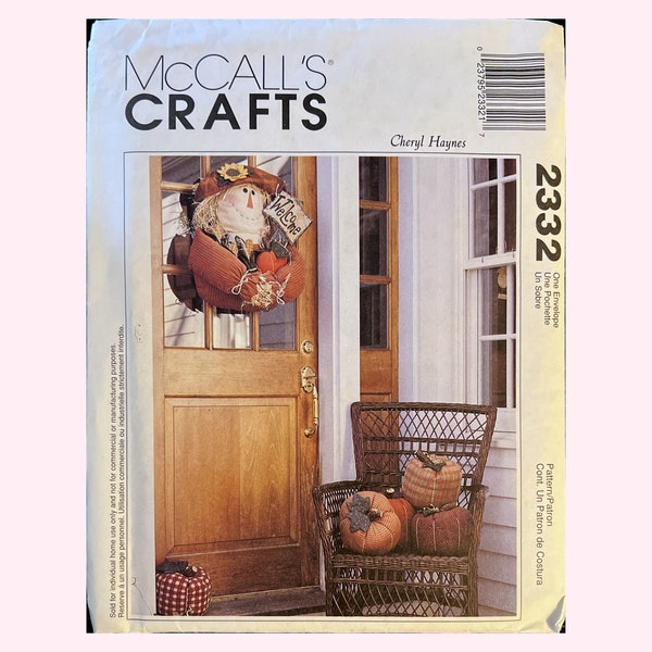 Scarecrow Door Hanging & Pumpkin Pattern McCall's Sewing Pattern 2332