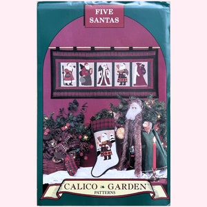 Five Santas Wall Quilt & Stocking Pattern | Calico Garden Patterns