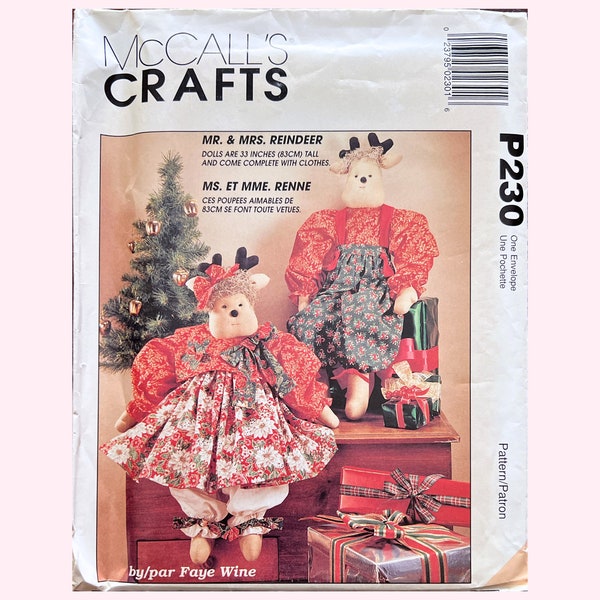 UNCUT McCall's Mr. And Mrs. Reindeer Christmas Craft Pattern P230 | Faye Wine