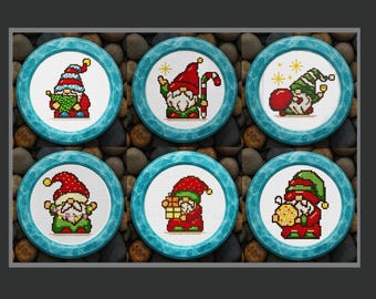 Christmas Gnome Cross-Stitch Pattern Set – Holiday Embroidery (PDF Pattern)