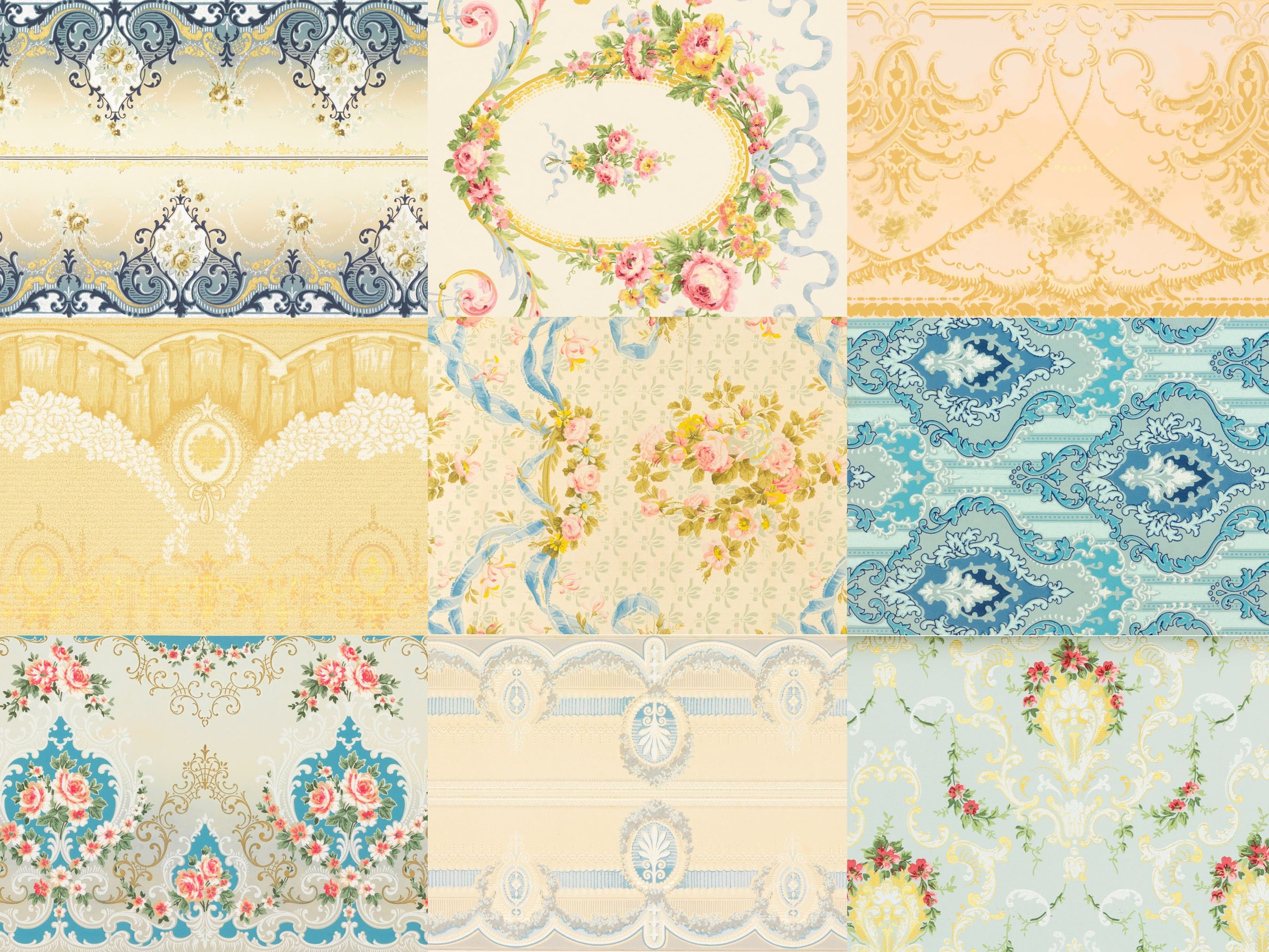 Printable Vintage Wallpaper Antique Flowers and Floral - Etsy