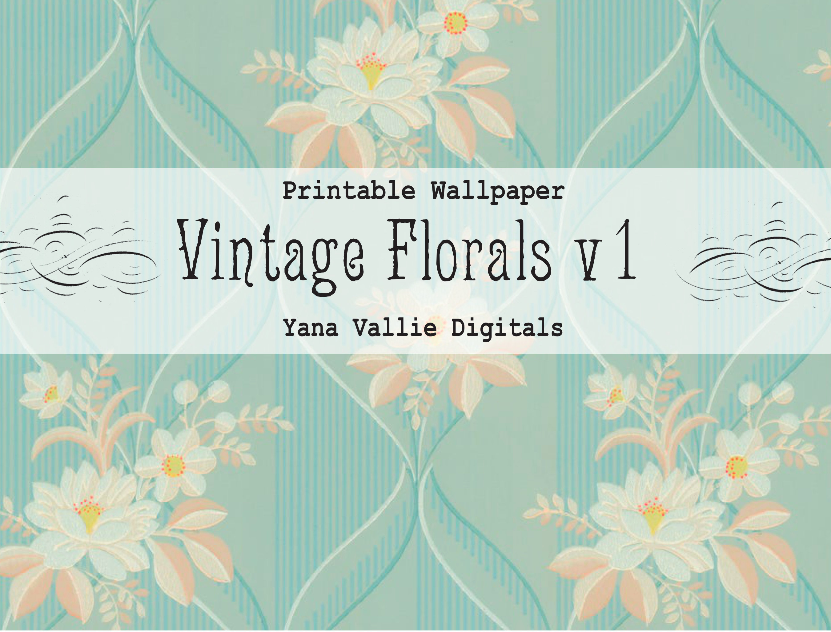 Vintage Floral Wallpaper Printable Paper Antique Flowers Set - Etsy