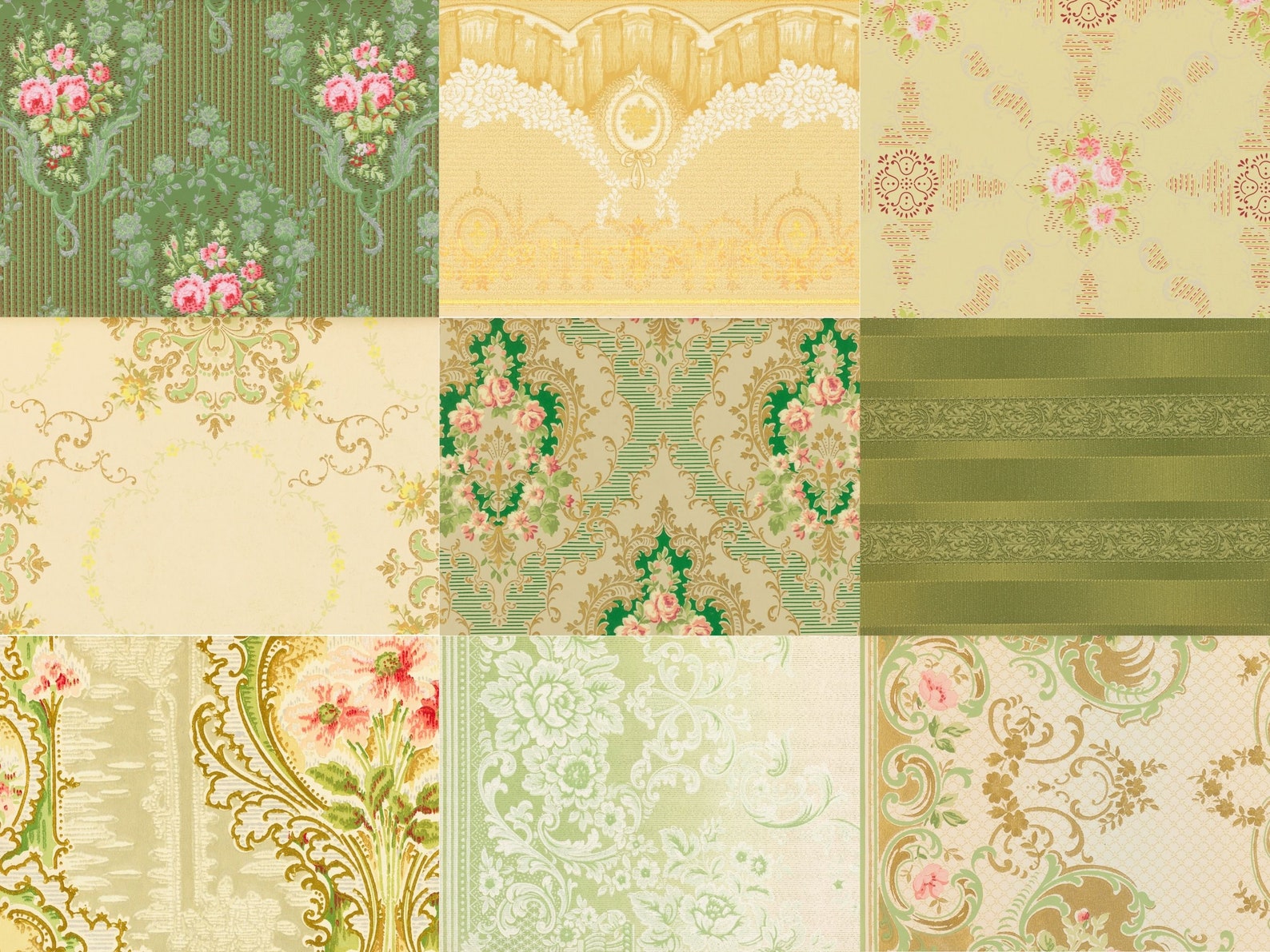 Printable Vintage Wallpaper Antique Flowers and Floral Etsy
