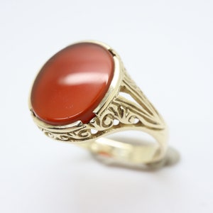 Vintage Carved 9Ct Gold Carnelian Signet Ring, Size EU 20.5 image 4