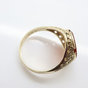 Vintage Carved 9Ct Gold Carnelian Signet Ring, Size EU 20.5 image 9