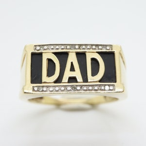 Vintage Yellow Gold Onyx dad Ring With Diamond Accents, Size 19 - Etsy