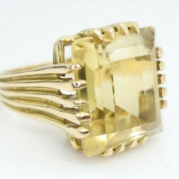 vintage 9Ct Gold 10 Ct Citrine Cocktail Ring, Taille M 1/2