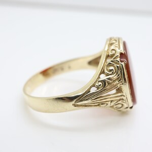 Vintage Carved 9Ct Gold Carnelian Signet Ring, Size EU 20.5 image 6