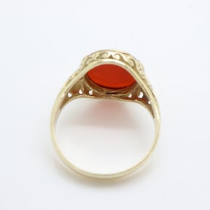 Vintage Carved 9Ct Gold Carnelian Signet Ring, Size EU 20.5 image 7