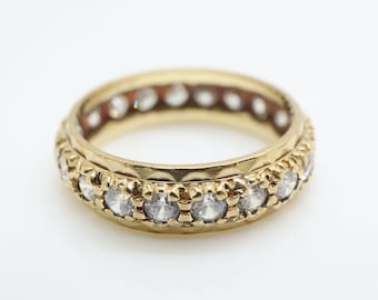 Vintage 9ct Gold Full Eternity CZ Band Ring, Size EU 10