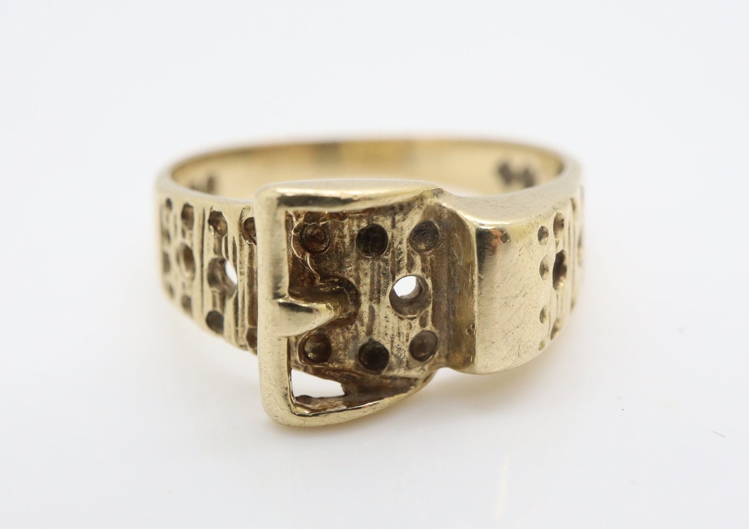 Vintage 9ct Yellow Gold Belt Buckle Ring Size EU 9 Etsy