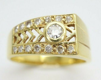 Stunning 18ct Gold 0.2Ct Diamond Filigree Dress Ring, Size J 1/2