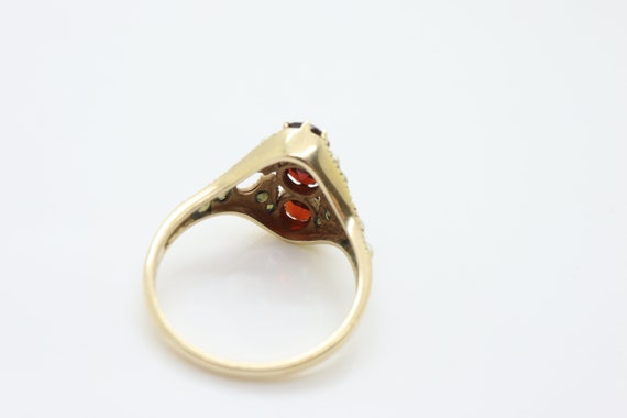 Edwardian 9ct Gold Garnet & Seed Pearl Dress Ring… - image 7