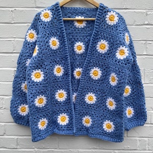Granny Square Cardigan Pattern, Crochet Cardigan Pattern, Granny Square Daisy Cardigan Pattern, Crochet Flower Cardigan Pattern
