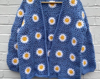 Granny Square Cardigan Pattern, Crochet Cardigan Pattern, Granny Square Daisy Cardigan Pattern, Crochet Flower Cardigan Pattern