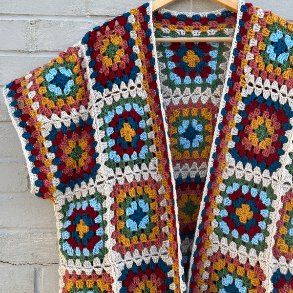 Crochet Jacket Pattern, Granny Square Jacket Pattern, Crochet Waistcoat Pattern, Granny Square Waistcoat, Granny Square Cardigan Pattern