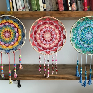 Crochet Mandala, Crochet Mandala Pattern, Crochet Dreamcatcher, Crochet Dreamcatcher Pattern, Crochet Homeware, Crochet Homeware Pattern