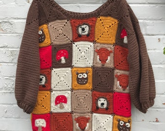 Granny Square Jumper Pattern, Granny Square Sweater Pattern, Crochet Jumper Pattern, Crochet Sweater Pattern