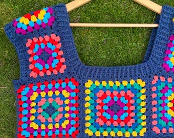 Crochet Tank Top Pattern, Crochet Vest Pattern, Granny Square Tank Top Pattern, Granny Square Vest Pattern, Granny Square Top Pattern
