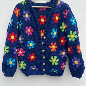 Granny Square Cardigan, Crochet Cardigan, Women's Crochet Cardigan, Granny Square Jumper, Women's Granny Square Sweater, Crochet Top